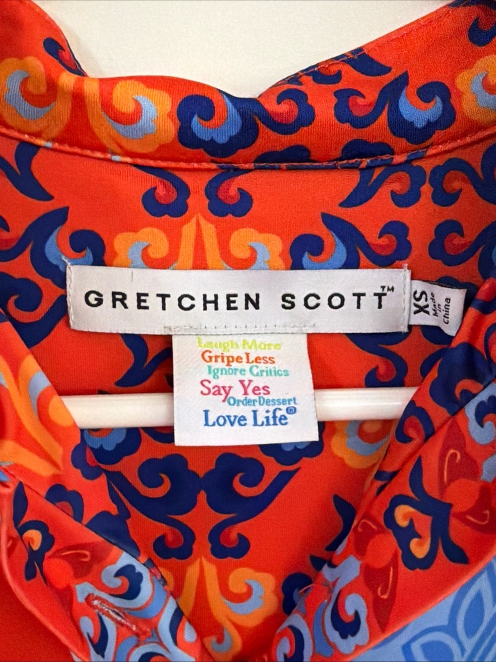 Gretchen Scott Designs XS Everyday Jersey Collared Dress Blue Orange Resort - Picture 3 of 12
